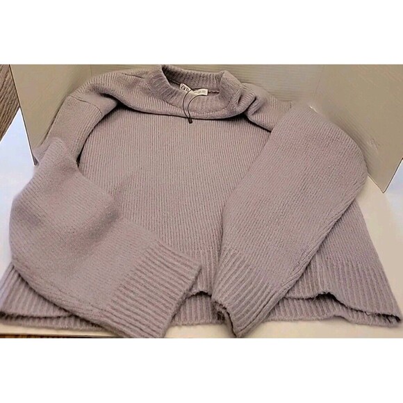 ZARA LILAC WOOL & ALPACA BLEND HIGH NECK Chunky SWEATER M - Picture 1 of 9